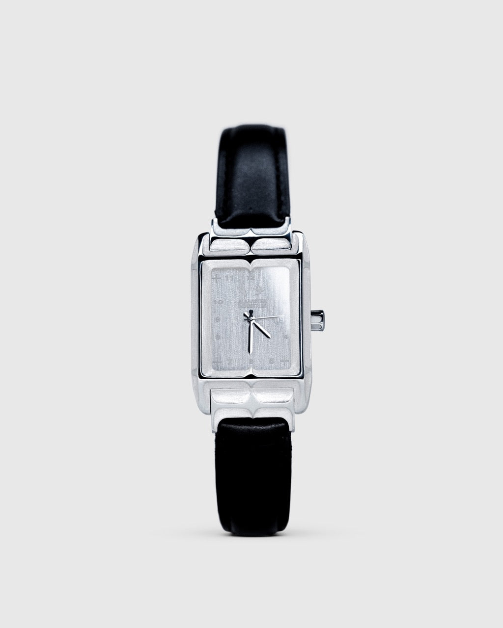 Silver Vault Black Leather Strap