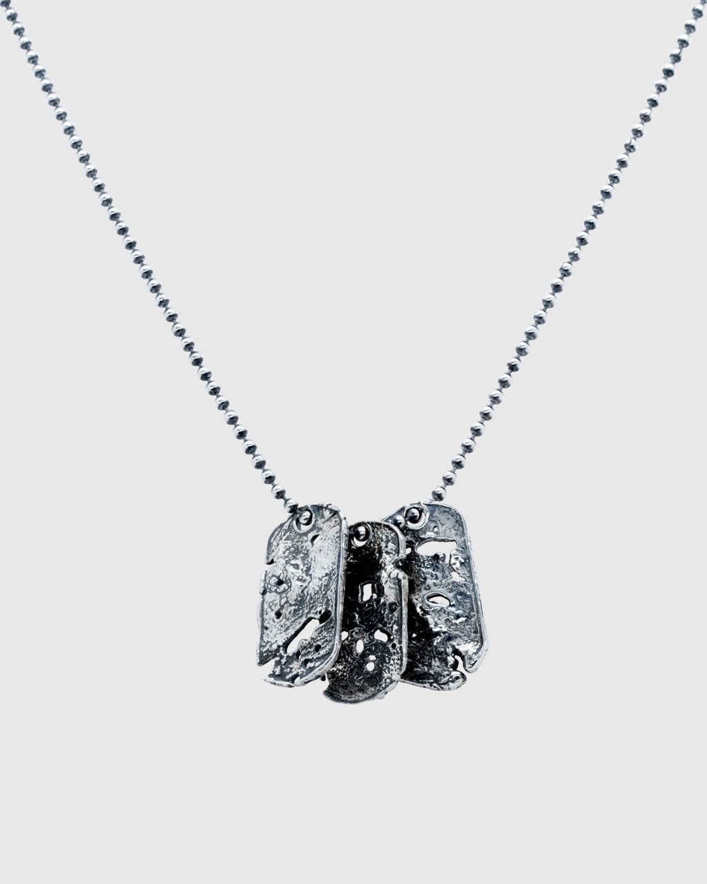 Silver Decay Tag Necklace