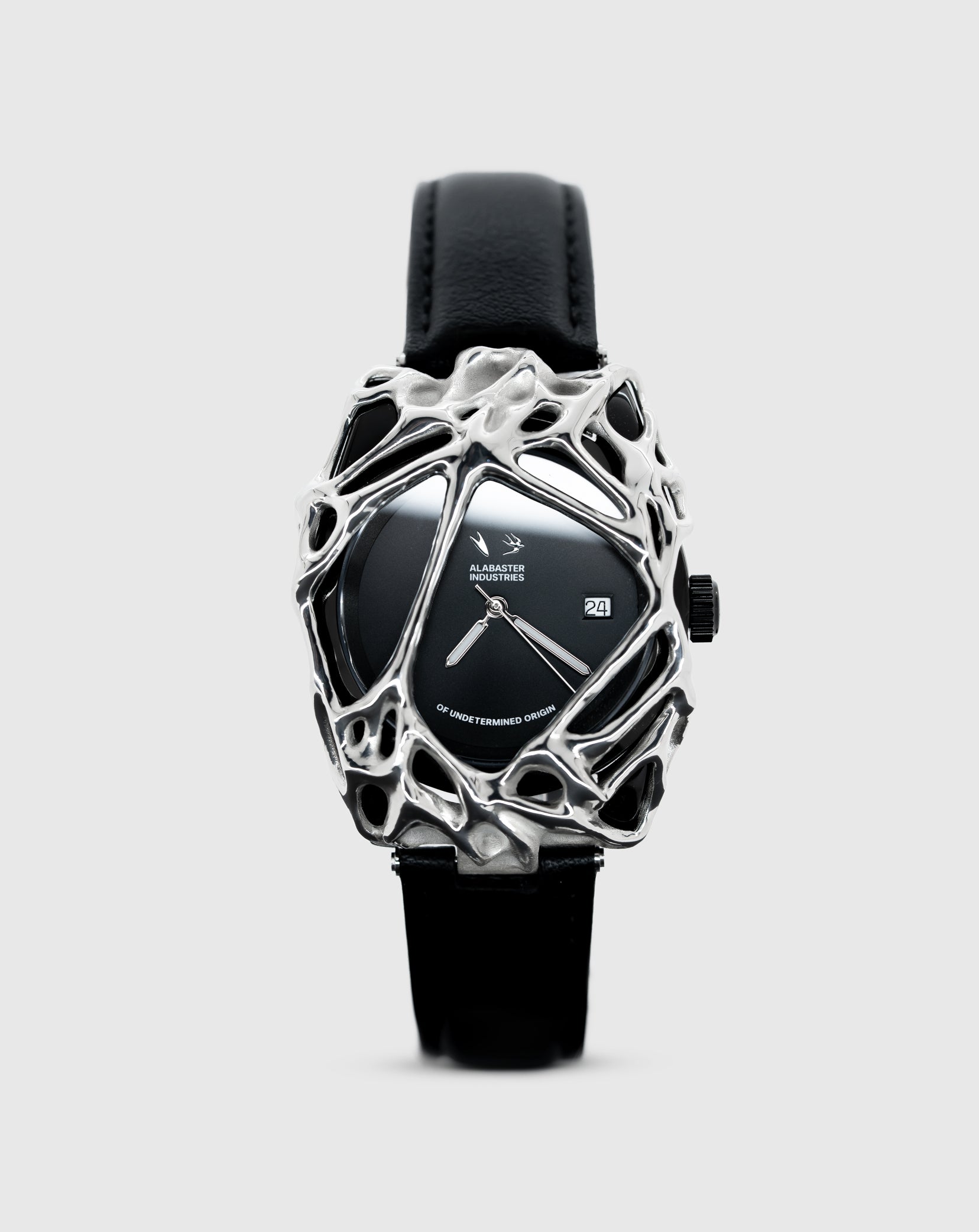 Silver Sinew Black Leather